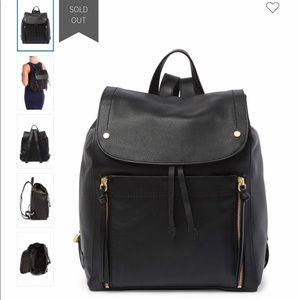 NWT Cole Haan black leather backpack antique gold